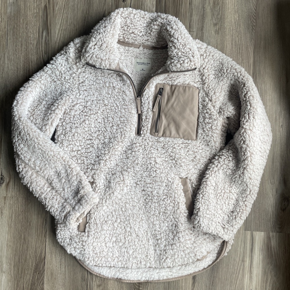 Abercrombie & Fitch Cream Sherpa Pullover